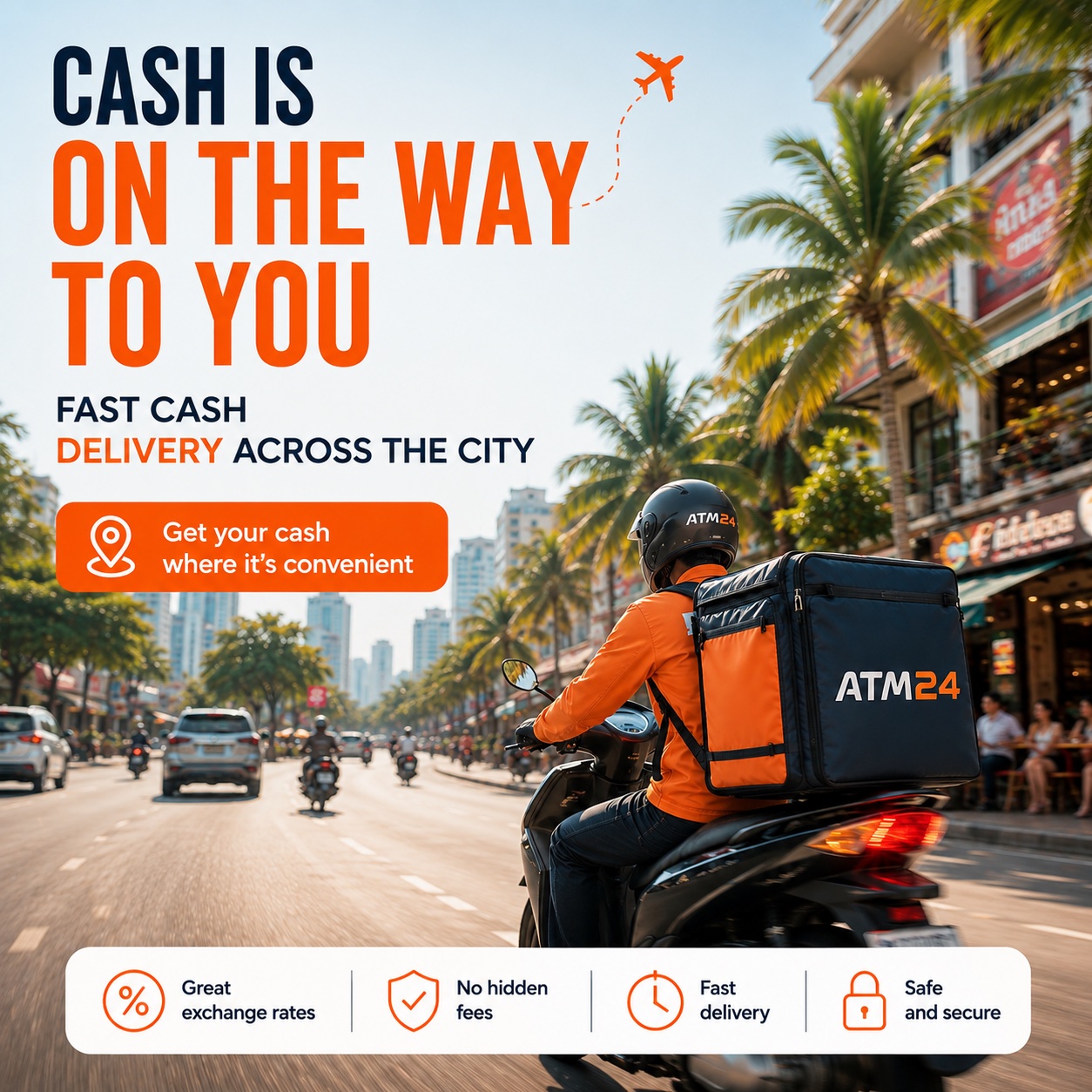 Ad banner: fast cash delivery across the city