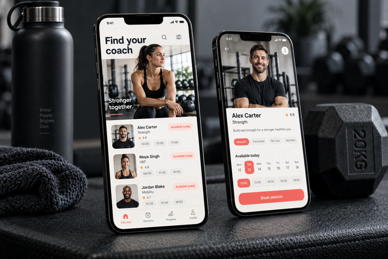 An app design example on a phone screen: MVP app.