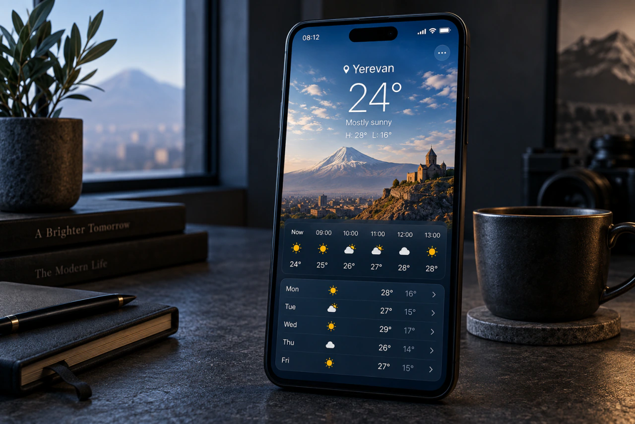 An app design example on a phone screen: Simple app.